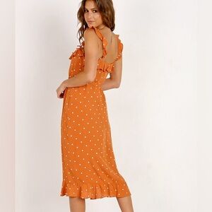 For love and lemons Nataly rust orange polka dot dress XS